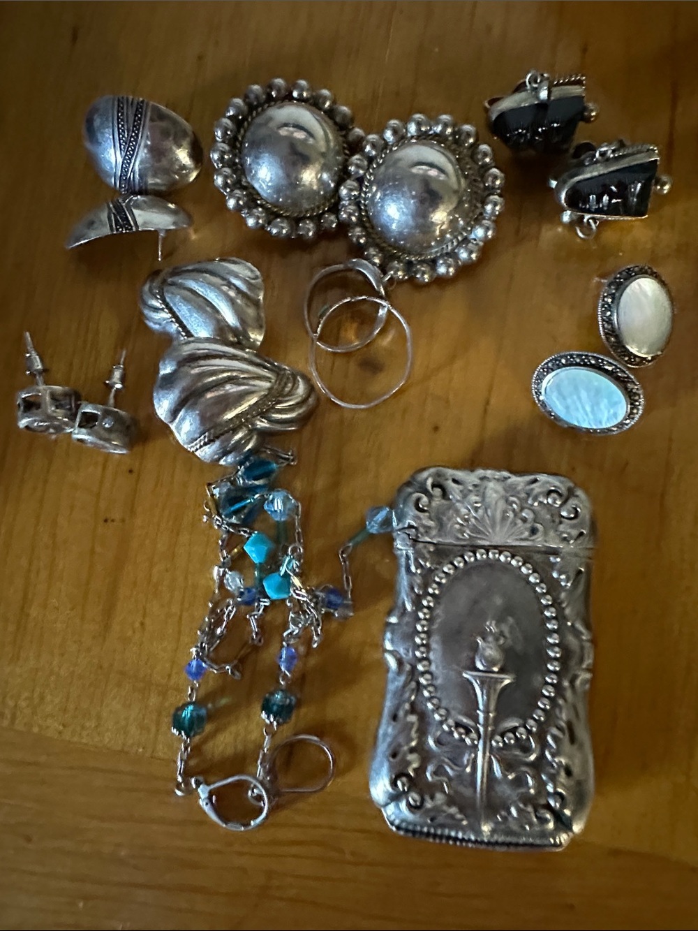 Sterling silver 925 Look Mixed Silver Jewelry Lot with Blue Accents
